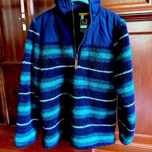 NWOT Boys unisex size 9-10 joules fleece quarter zip. Navy green and white